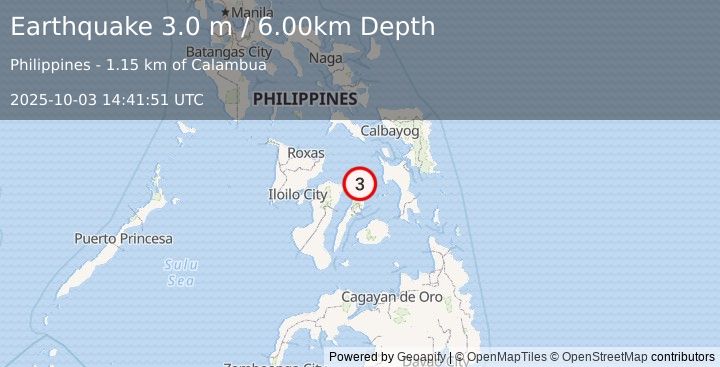 Earthquake NEGROS- CEBU REG, PHILIPPINES (3.0 m) (2025-10-03 14:41:51 UTC)