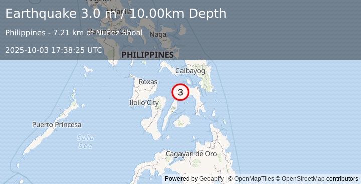 Earthquake LEYTE, PHILIPPINES (3.0 m) (2025-10-03 17:38:25 UTC)
