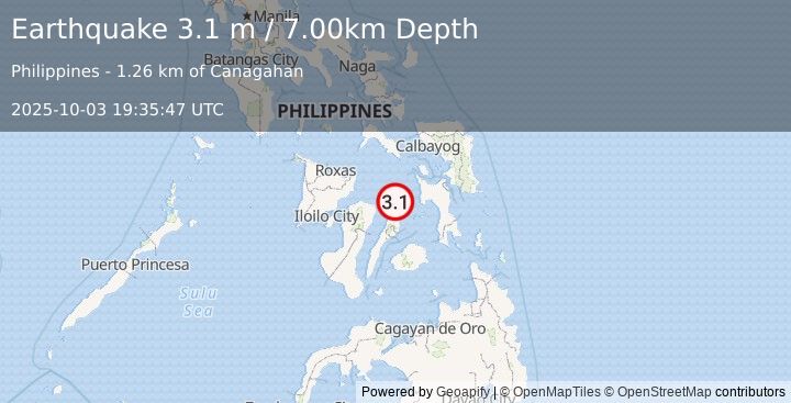 Earthquake NEGROS- CEBU REG, PHILIPPINES (3.1 m) (2025-10-03 19:35:47 UTC)