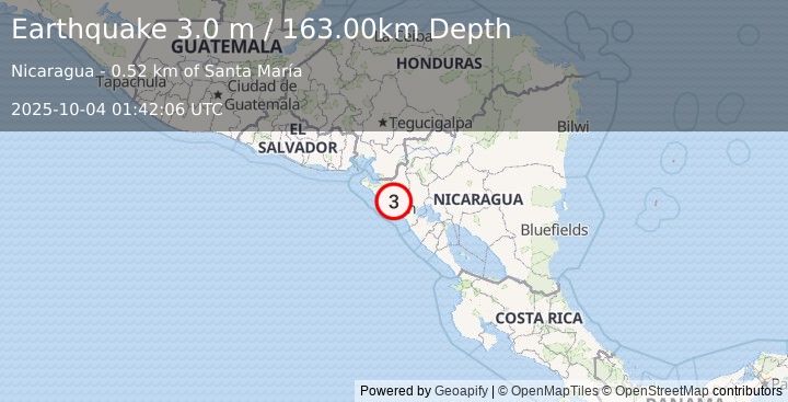 Earthquake NICARAGUA (3.0 m) (2025-10-04 01:42:06 UTC)