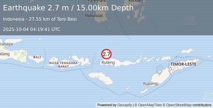 Earthquake FLORES REGION, INDONESIA (2.7 m) (2025-10-04 04:19:41 UTC)
