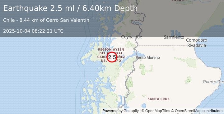 Earthquake AISEN, CHILE (2.5 ml) (2025-10-04 08:22:21 UTC)