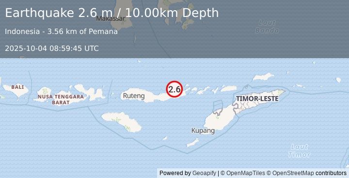 Earthquake FLORES REGION, INDONESIA (2.6 m) (2025-10-04 08:59:45 UTC)