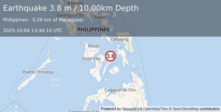 Earthquake NEGROS- CEBU REG, PHILIPPINES (3.8 m) (2025-10-04 13:44:10 UTC)