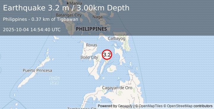 Earthquake NEGROS- CEBU REG, PHILIPPINES (3.2 m) (2025-10-04 14:54:40 UTC)