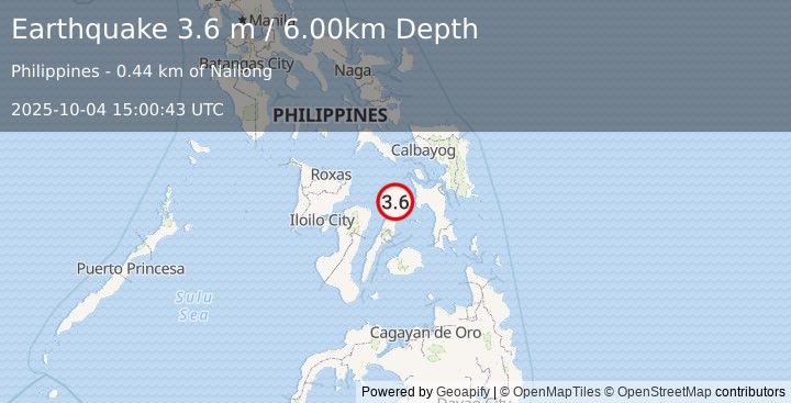Earthquake LEYTE, PHILIPPINES (3.6 m) (2025-10-04 15:00:43 UTC)