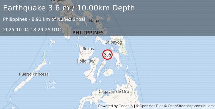 Earthquake LEYTE, PHILIPPINES (3.6 m) (2025-10-04 18:29:25 UTC)