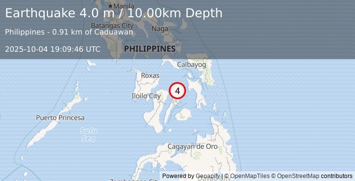 Earthquake NEGROS- CEBU REG, PHILIPPINES (4.0 m) (2025-10-04 19:09:46 UTC)
