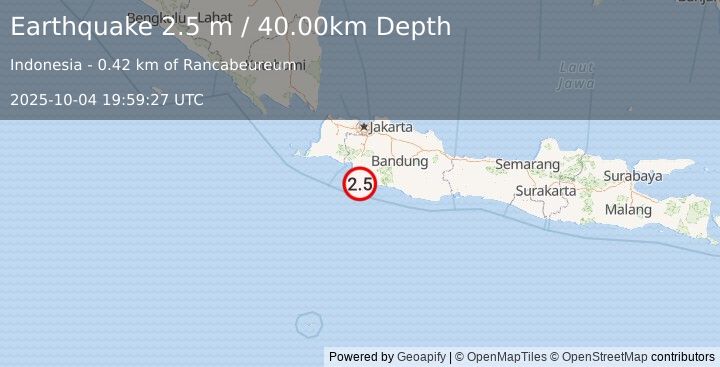 Earthquake JAVA, INDONESIA (2.5 m) (2025-10-04 19:59:27 UTC)