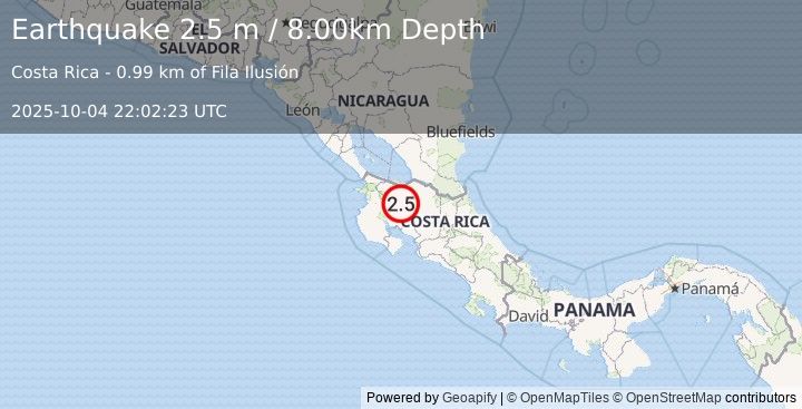 Earthquake COSTA RICA (2.5 m) (2025-10-04 22:02:23 UTC)