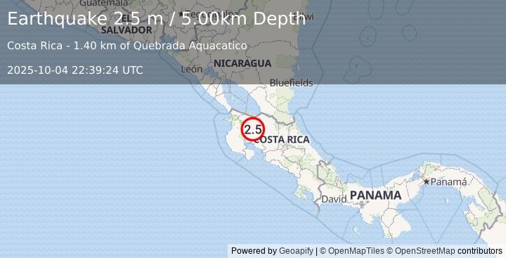 Earthquake COSTA RICA (2.5 m) (2025-10-04 22:39:24 UTC)