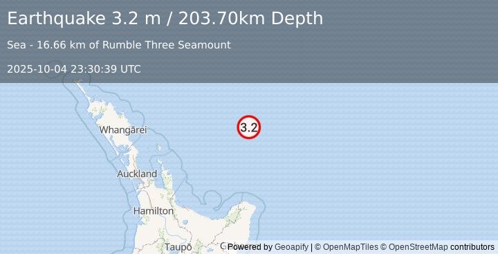 Earthquake OFF E. COAST OF N. ISLAND, N.Z. (3.2 m) (2025-10-04 23:30:39 UTC)