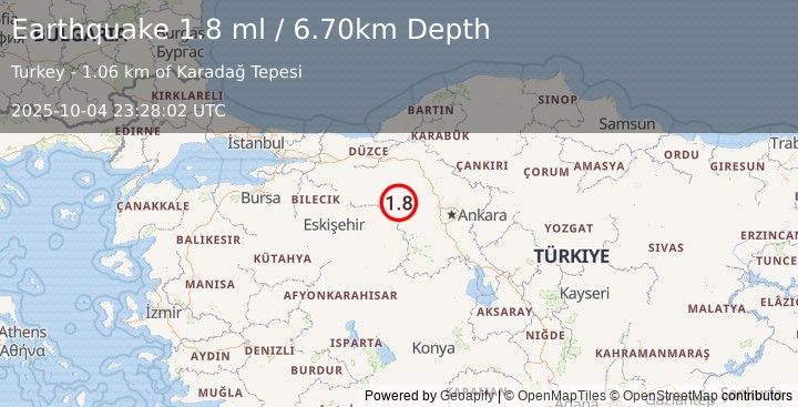Earthquake WESTERN TURKEY (1.8 ml) (2025-10-04 23:28:02 UTC)