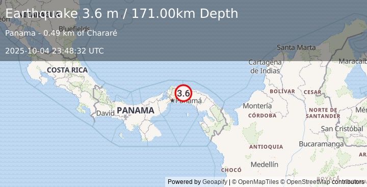 Earthquake PANAMA (3.6 m) (2025-10-04 23:48:32 UTC)