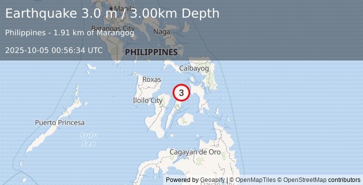 Earthquake LEYTE, PHILIPPINES (3.0 m) (2025-10-05 00:56:34 UTC)