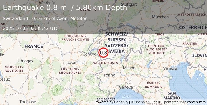 Earthquake SWITZERLAND (0.8 ml) (2025-10-05 02:05:43 UTC)