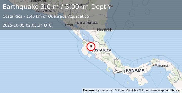 Earthquake COSTA RICA (3.0 m) (2025-10-05 02:05:34 UTC)