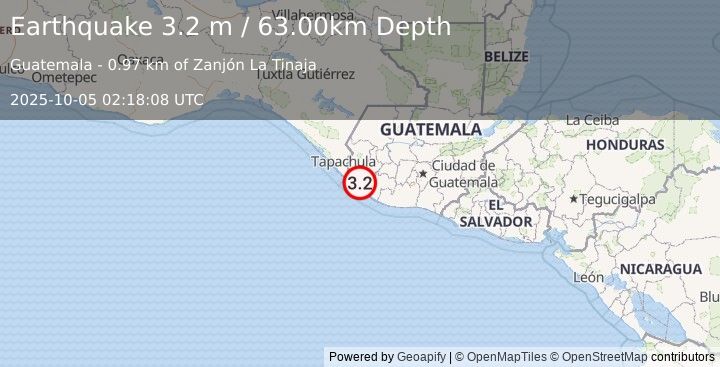 Earthquake GUATEMALA (3.2 m) (2025-10-05 02:18:08 UTC)