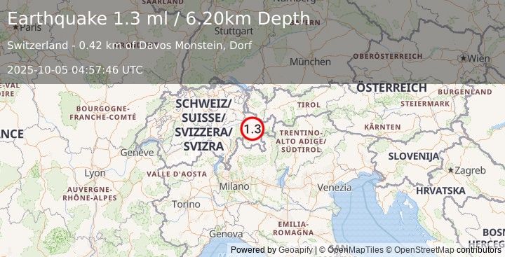 Earthquake SWITZERLAND (1.3 ml) (2025-10-05 04:57:46 UTC)