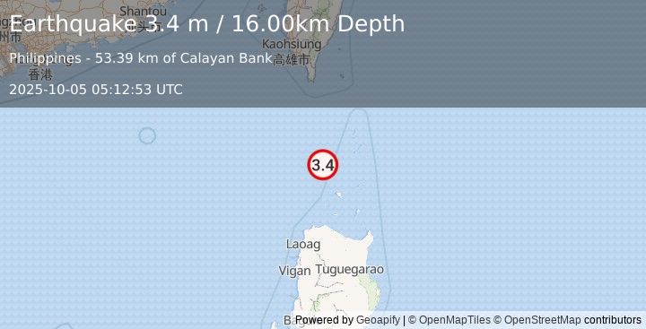 Earthquake BATAN ISL REGION, PHILIPPINES (3.4 m) (2025-10-05 05:12:53 UTC)