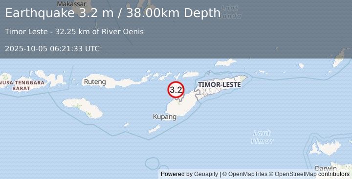 Earthquake KEPULAUAN ALOR, INDONESIA (3.2 m) (2025-10-05 06:21:33 UTC)