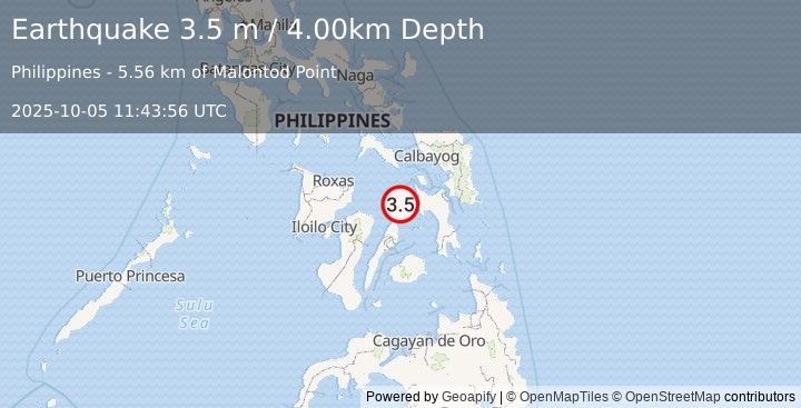 Earthquake LEYTE, PHILIPPINES (3.5 m) (2025-10-05 11:43:56 UTC)