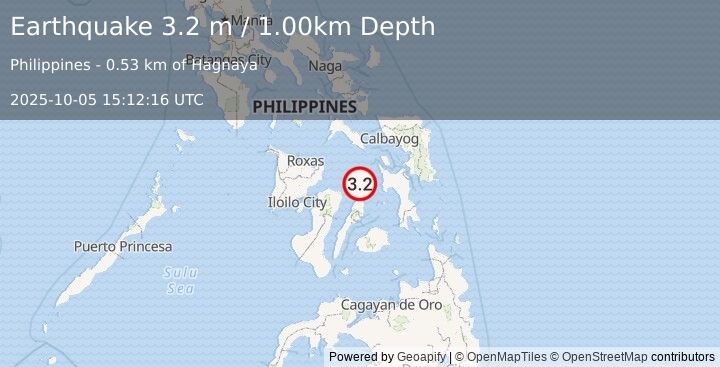 Earthquake VISAYAN SEA, PHILIPPINES (3.2 m) (2025-10-05 15:12:16 UTC)