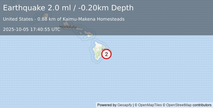 Earthquake HAWAII REGION, HAWAII (2.0 ml) (2025-10-05 17:40:55 UTC)
