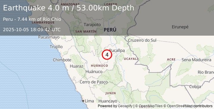 Earthquake CENTRAL PERU (4.0 m) (2025-10-05 18:09:42 UTC)