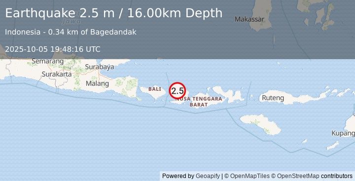 Earthquake LOMBOK REGION, INDONESIA (2.5 m) (2025-10-05 19:48:16 UTC)