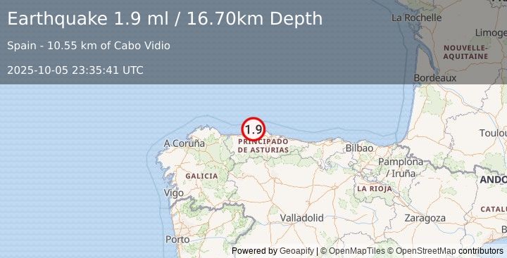 Earthquake SPAIN (1.9 ml) (2025-10-05 23:35:41 UTC)