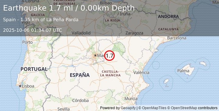 Earthquake SPAIN (1.7 ml) (2025-10-06 01:34:07 UTC)