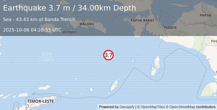 Earthquake BANDA SEA (3.7 m) (2025-10-06 04:28:55 UTC)