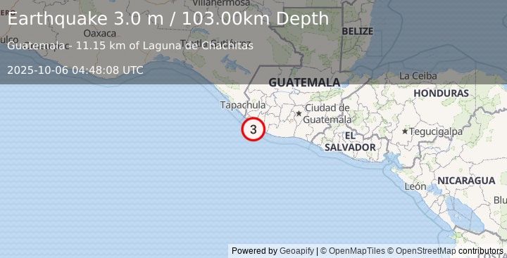 Earthquake OFFSHORE GUATEMALA (3.0 m) (2025-10-06 04:48:08 UTC)