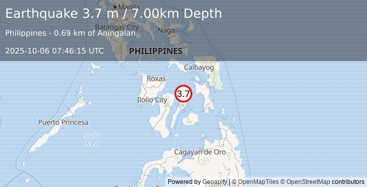Earthquake NEGROS- CEBU REG, PHILIPPINES (3.7 m) (2025-10-06 07:46:15 UTC)