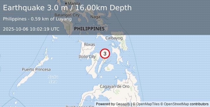 Earthquake NEGROS- CEBU REG, PHILIPPINES (3.0 m) (2025-10-06 10:02:19 UTC)