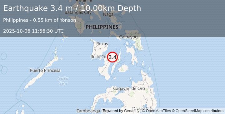 Earthquake NEGROS- CEBU REG, PHILIPPINES (3.4 m) (2025-10-06 11:56:30 UTC)