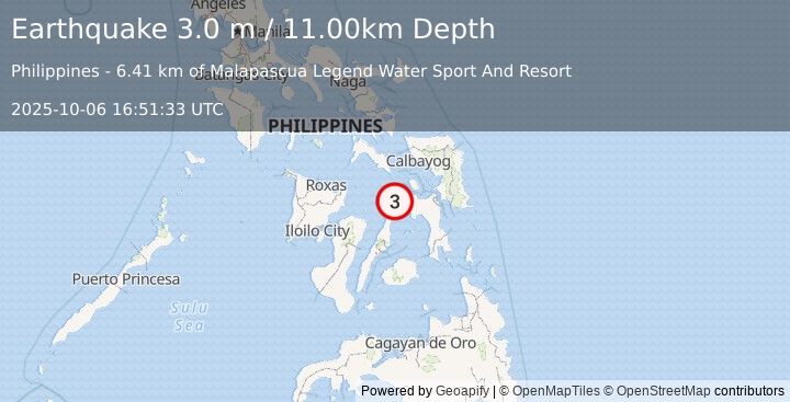 Earthquake LEYTE, PHILIPPINES (3.0 m) (2025-10-06 16:51:33 UTC)