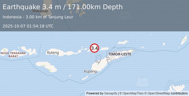 Earthquake FLORES REGION, INDONESIA (3.4 m) (2025-10-07 01:54:18 UTC)