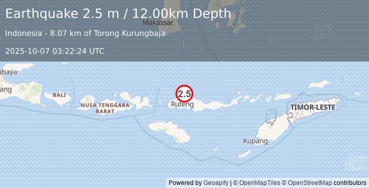 Earthquake FLORES REGION, INDONESIA (2.5 m) (2025-10-07 03:22:24 UTC)