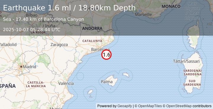 Earthquake SPAIN (1.6 ml) (2025-10-07 05:28:44 UTC)