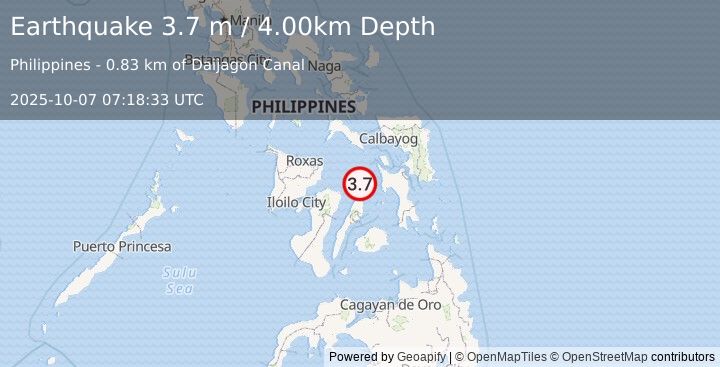 Earthquake VISAYAN SEA, PHILIPPINES (3.7 m) (2025-10-07 07:18:33 UTC)