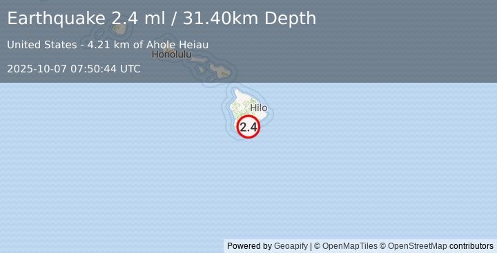 Earthquake HAWAII REGION, HAWAII (2.1 ml) (2025-10-07 07:50:57 UTC)