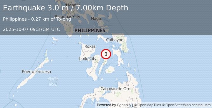 Earthquake VISAYAN SEA, PHILIPPINES (3.0 m) (2025-10-07 09:37:34 UTC)