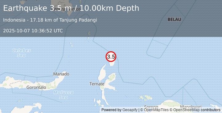 Earthquake HALMAHERA, INDONESIA (3.5 m) (2025-10-07 10:36:52 UTC)