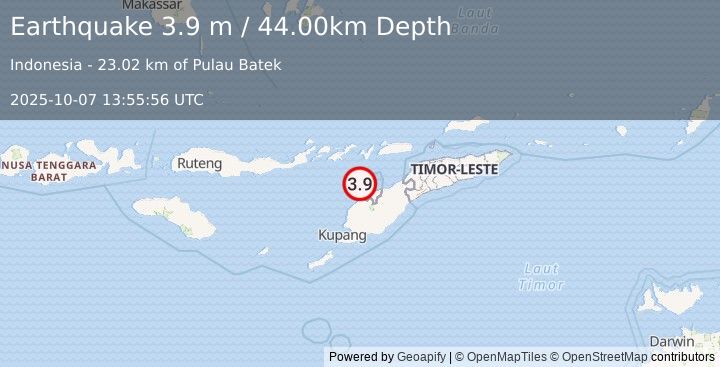 Earthquake TIMOR REGION, INDONESIA (3.9 m) (2025-10-07 13:55:56 UTC)