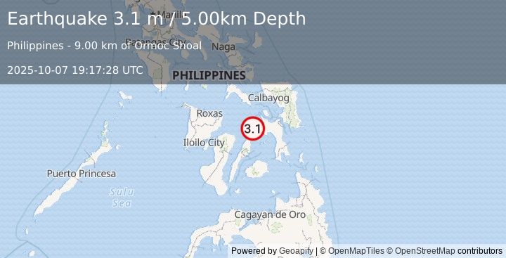 Earthquake LEYTE, PHILIPPINES (3.1 m) (2025-10-07 19:17:28 UTC)