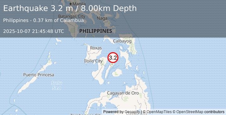 Earthquake NEGROS- CEBU REG, PHILIPPINES (3.2 m) (2025-10-07 21:45:48 UTC)
