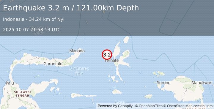 Earthquake HALMAHERA, INDONESIA (3.2 m) (2025-10-07 21:58:13 UTC)