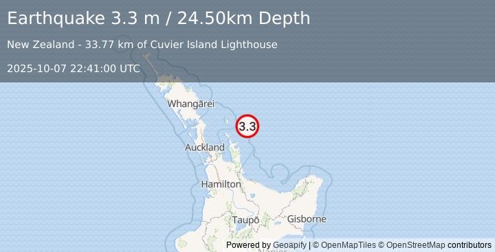 Earthquake OFF E. COAST OF N. ISLAND, N.Z. (3.3 m) (2025-10-07 22:41:00 UTC)